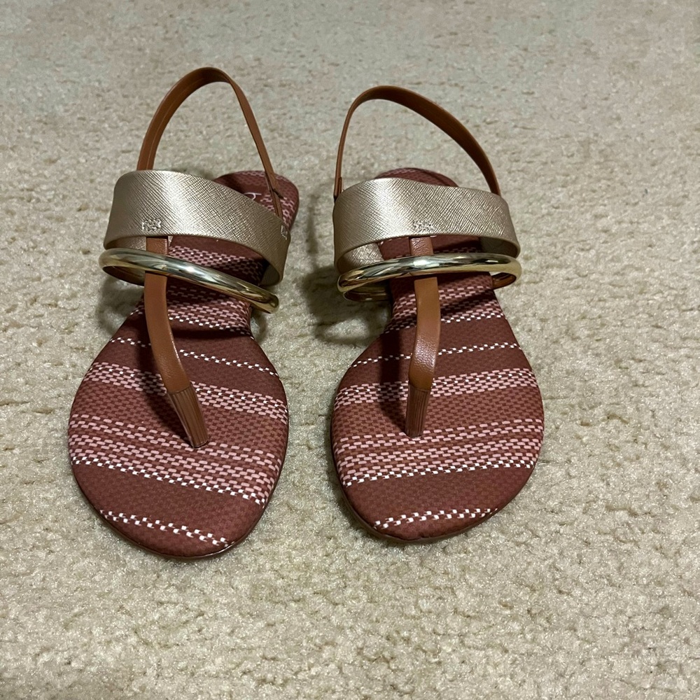 Gold Tan Sandals, Sling back Sandal, Beirario Brand, Beach Sandals